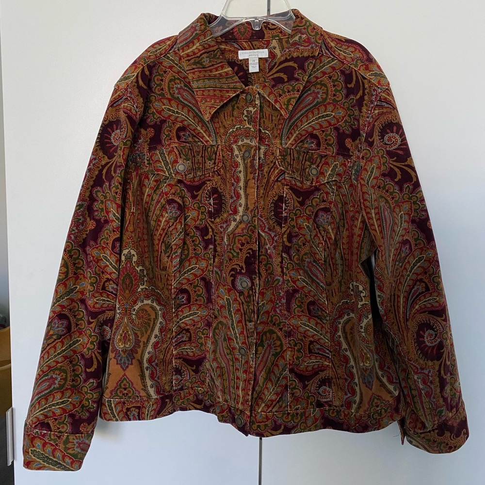 Charter Club Multicolor Paisley Bomber Jacket